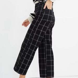 Madewell Slim Emmett wide-leg crop pants, space-dyed windowpane, size 31